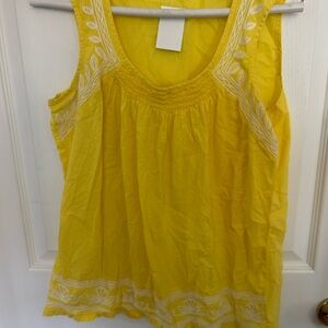 Banana Republic yellow and white sleeveless blouse